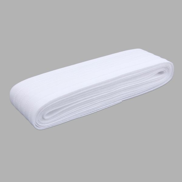 Лента (тесьма) шторная: сборка параллельная (1:2) 60 мм / 10 метров, (2 ряда петель, 4 шнура), белый, (607)