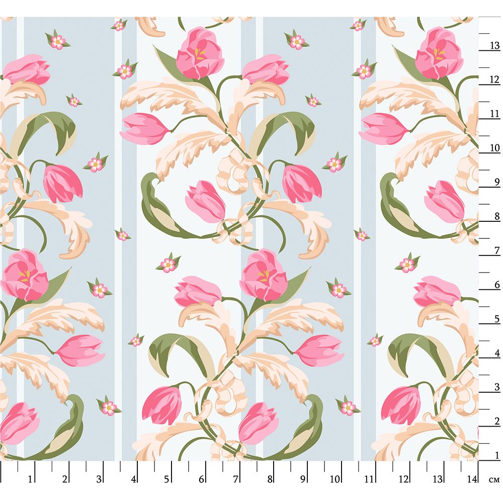 Ткань для пэчворка Peppy Весенний этюд панель, отрез 60х110 см, 146 г/м², ВЭ-05 голубой, Peppy