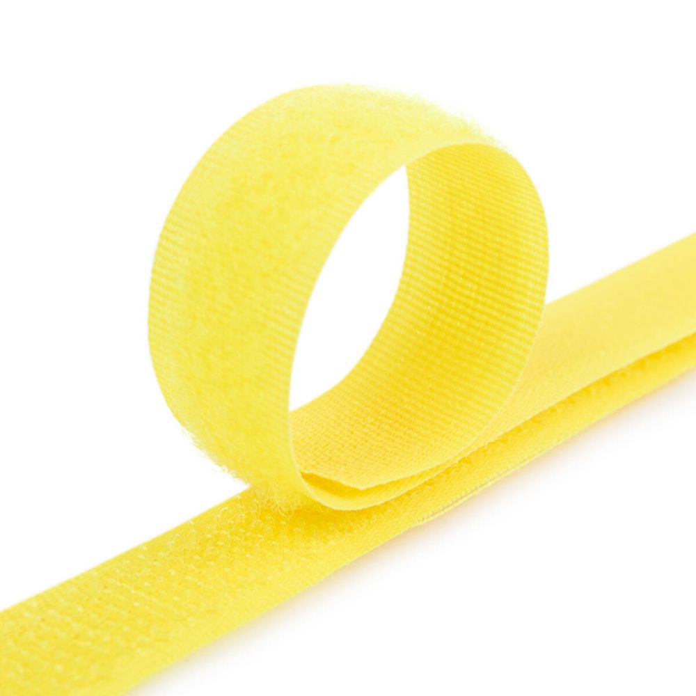 Лента контактная липучка (велкро) пришивная 25 мм / 25 метров, 008 желтый, Gamma LG-25, ПАРА (крючок+петля), качество "B"