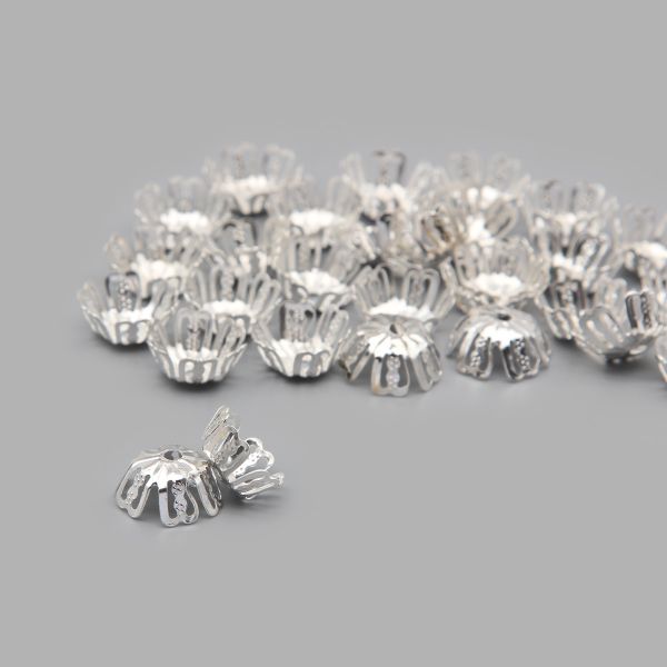 Шапочка для бусин 4AR209-3, 13мм 30 шт/упак, Astra&Craft (серебро)