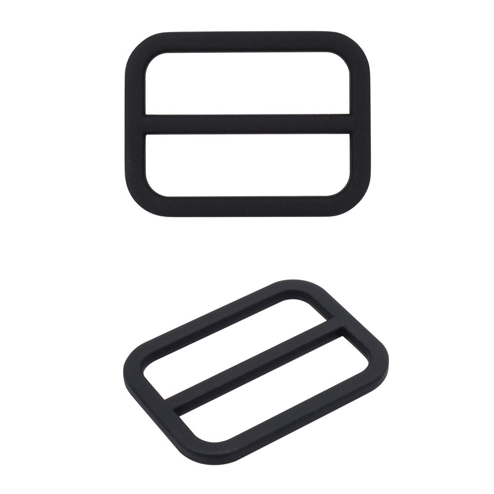 Пряжка регулировочная металл 30 мм (36х27 мм, d-3 мм, литая, черная резина, 4 шт