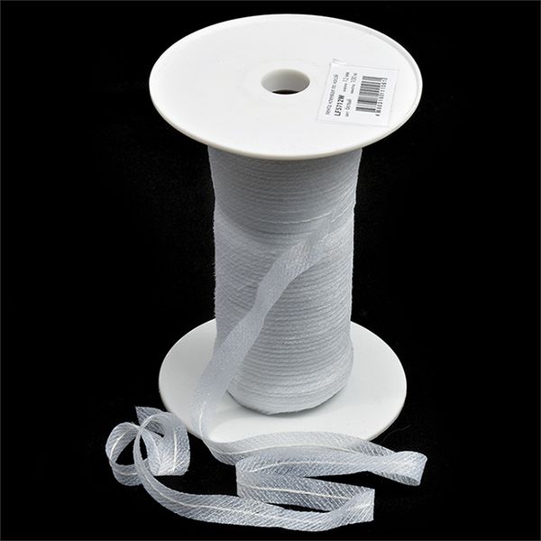 Лента клеевая нитепрошивная по косой с нитью 12 мм, 5712W, Idealtex, цв.белый, 100м