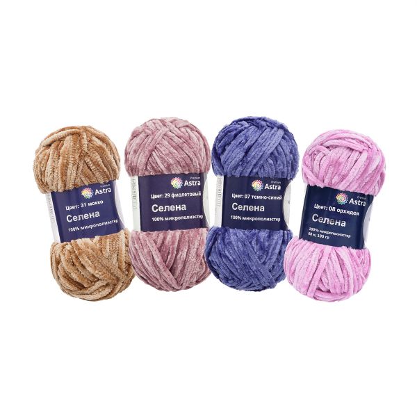 Пряжа Astra Premium (Астра Премиум) Селена / уп.4 мот. (4 цвета) по 100 г, 68 м, ассорти №4