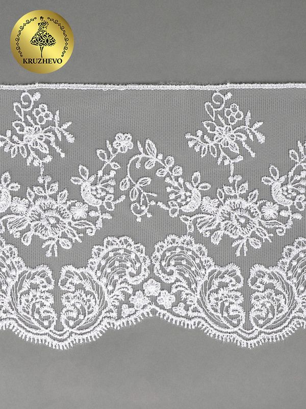 Кружево на сетке 130 мм / 9 метров, TR.BL.40466, теплый белый