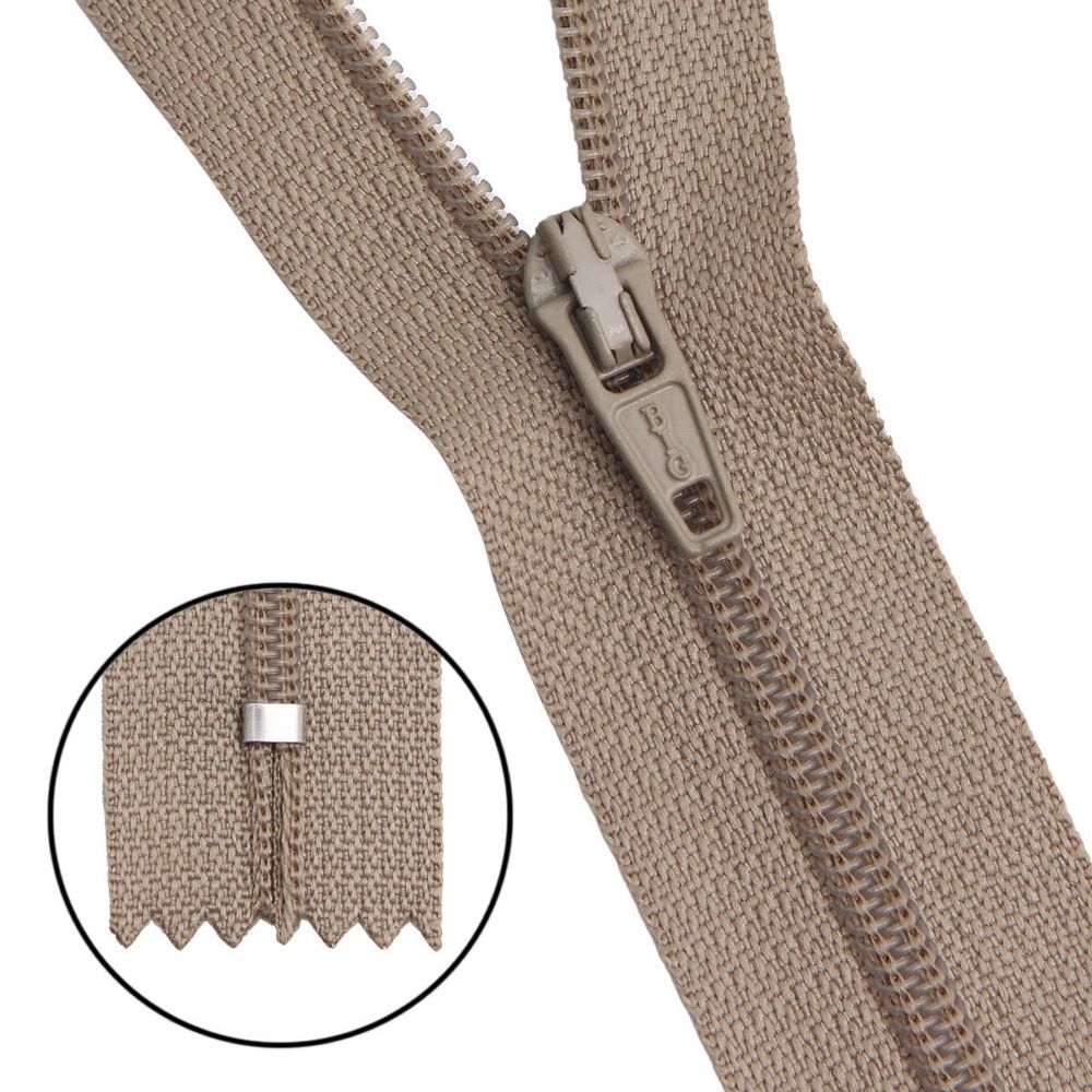 Молния спираль (витая) Т3 (3 мм) 1 зам., н/раз., 20 см, автомат, т.беж, 30097, 10 шт