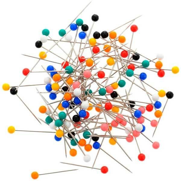 Булавки наметочные с цветной головкой 0,65мм/25мм, сталь/пластик, 120 шт, Pony