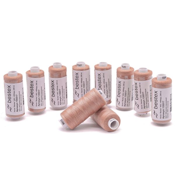 Нитки швейные бытовые Bestex 40/2, 365 м (400 ярд) / 10 кат., 030 розово-персиковый