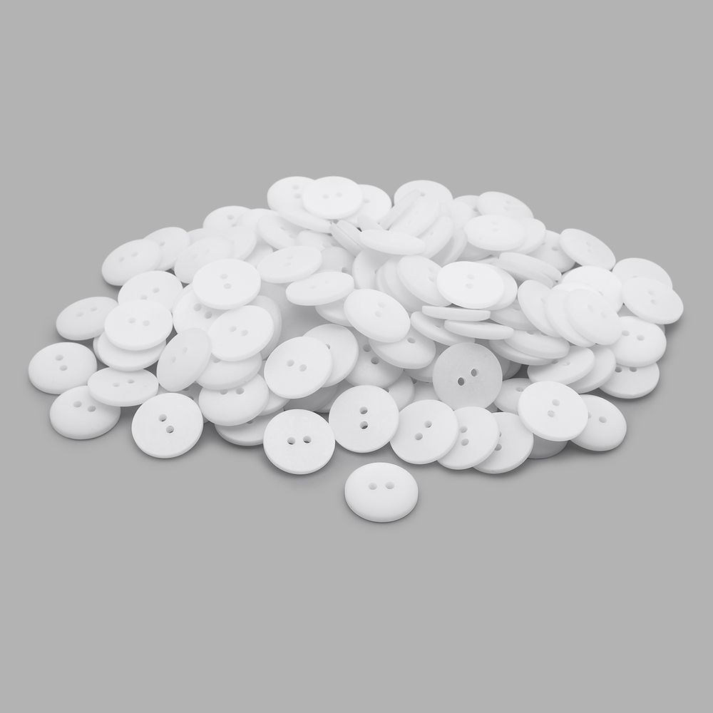 Пуговицы на 2 прокола 28L (18мм), пластик (White (белый)), CR-K18M, 144 шт