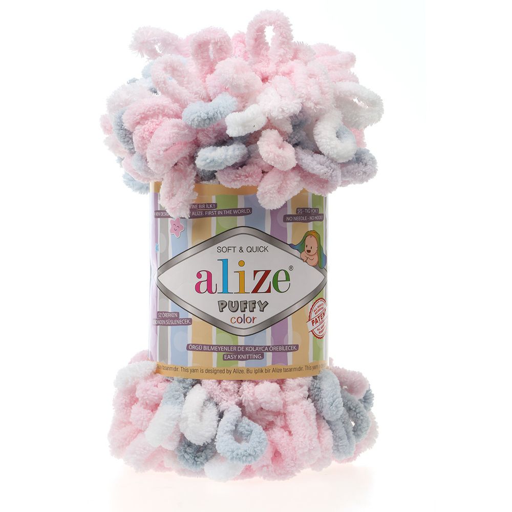 Пряжа Alize (Ализе) Puffy Color / уп.5 мот. по 100 г, 9м, 5864 секционный A