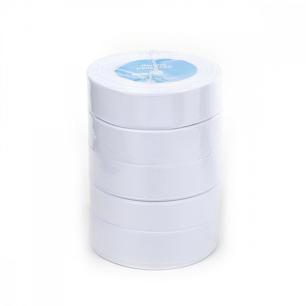 Лента репсовая (в рубчик) 20.0 мм цв. 029 белый 5 шт по 22.86м (±1м)