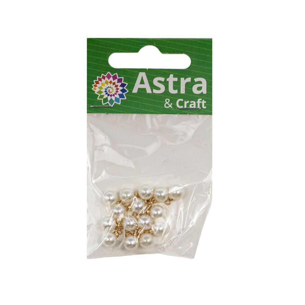 Бусины пластик с петелькой ⌀6 мм, 15 шт в упак, Astra&Craft, Золото