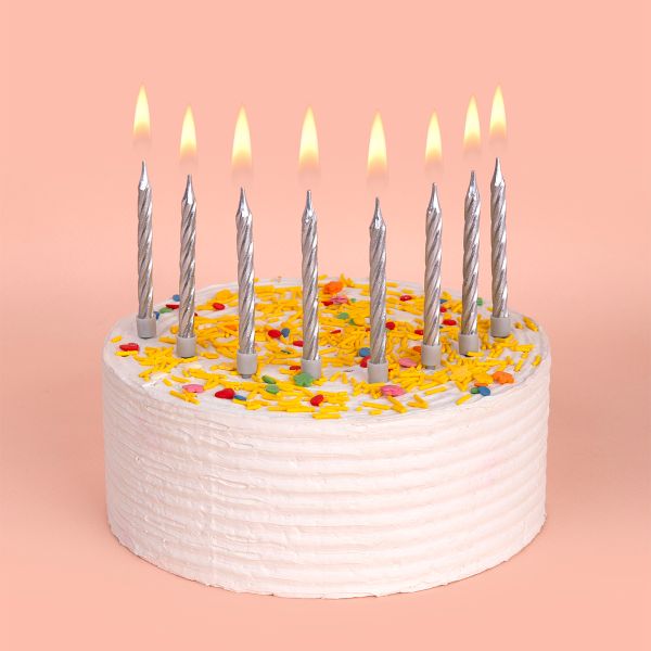 Набор свечей для торта 9.5 г 0.5 см, 12х10 шт, 02_под серебро, Boomzee BCD-33