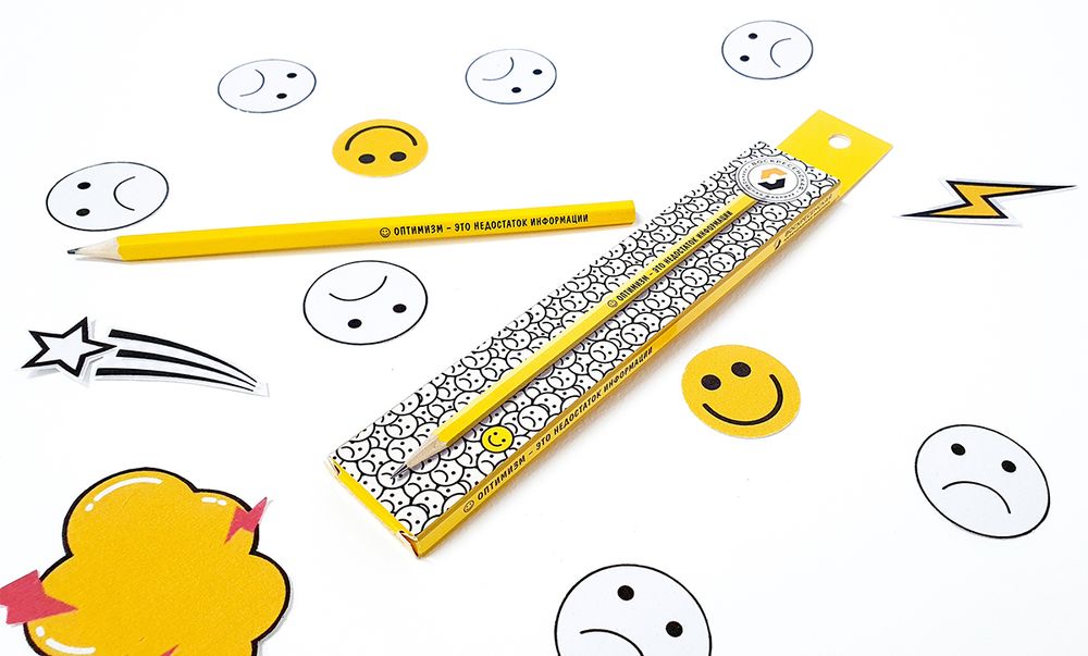 Карандаш чернографитный заточенный ТМ (HB) 16 шт, оптимизм-это недостаток информации, ВКФ SUV-023