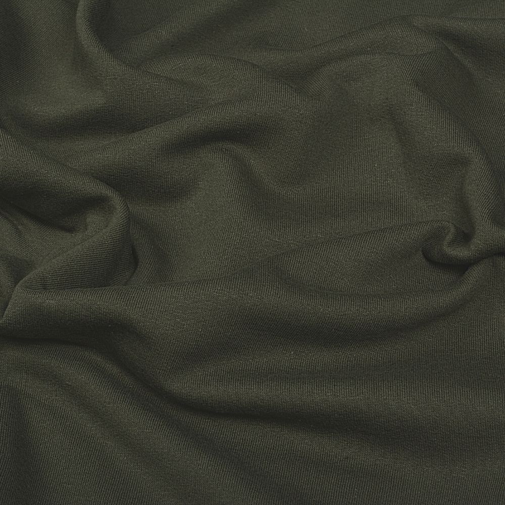 Футер 2-нитка начес гладкокрашеный, 190 г/м², 95% х/б, 5% эласт, 100+100 см, цв. хаки, 6м /TOS/