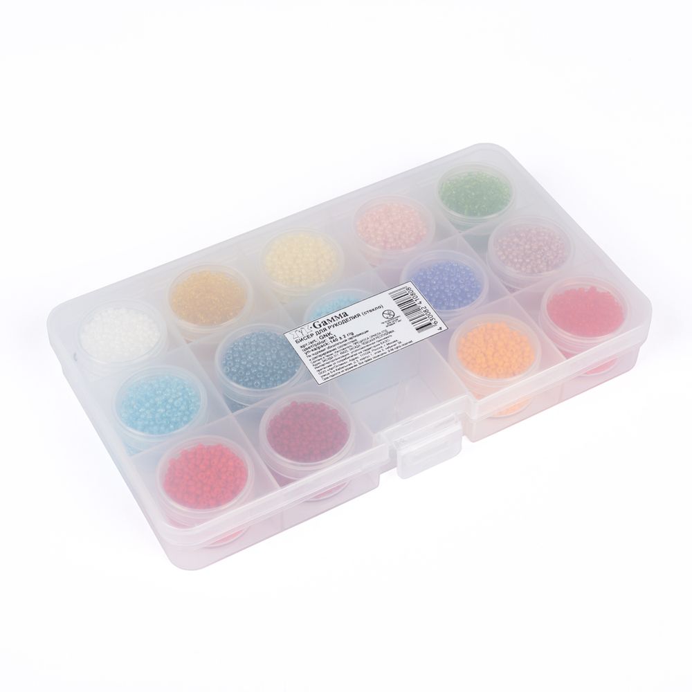 Набор бисера 10/0 (2.3 мм), 140 г, 14 цветов №01, GNK, Gamma
