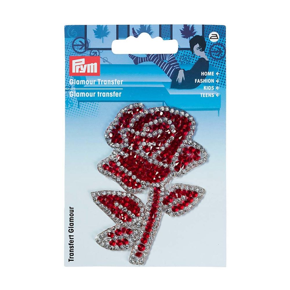 Аппликация "Роза на стебле" красный/серебряный, Prym /TOS/