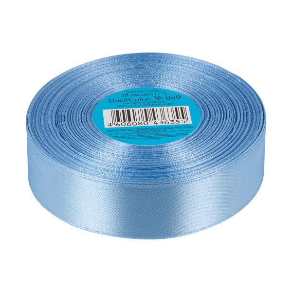 Лента атласная 1-сторонняя 25.0 мм / 33±2 метра, 049 голубой, Gamma