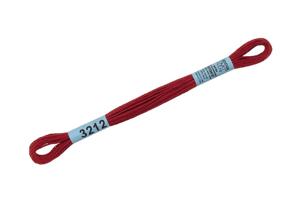 Мулине Gamma 100% хлопок, цв.3212 св.бордовый, 24 мотка по 8 метров