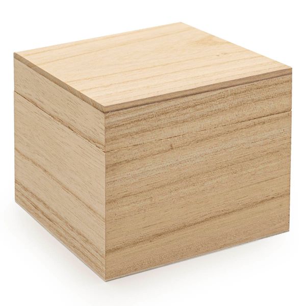 Коробка деревянная, павловния/фанера из тополя, 12х12х9.5см