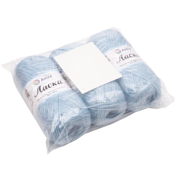 Пряжа Astra Premium (Астра Премиум) Ласка / уп.3 мот. по 100 г, 370 м, 510 светло-голубой