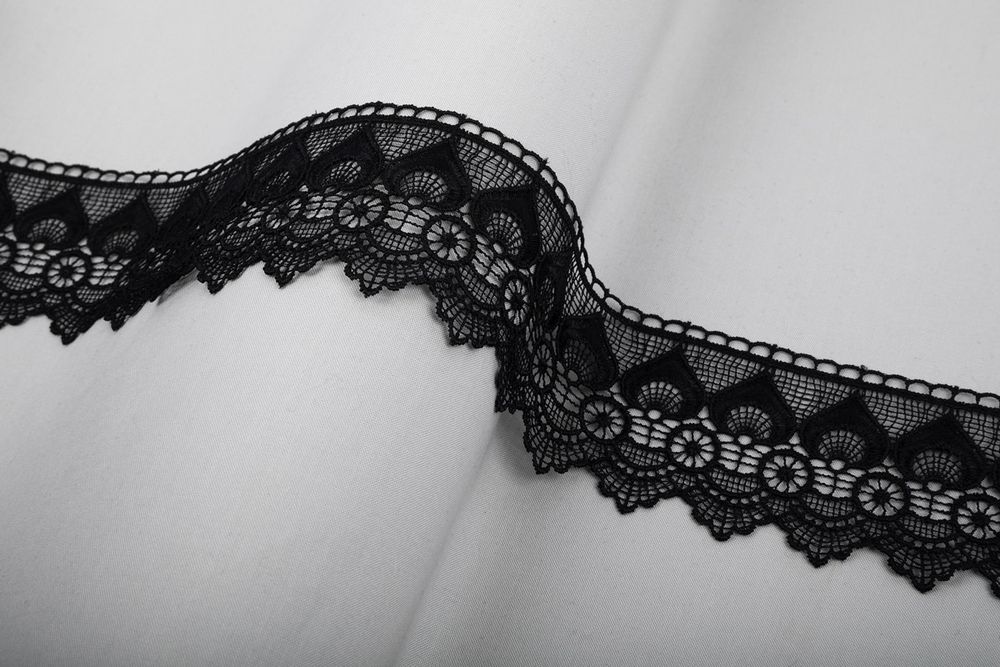 Кружево гипюр (плетёное) 68 мм / 10 м, черный, Blitz BLGM-6801