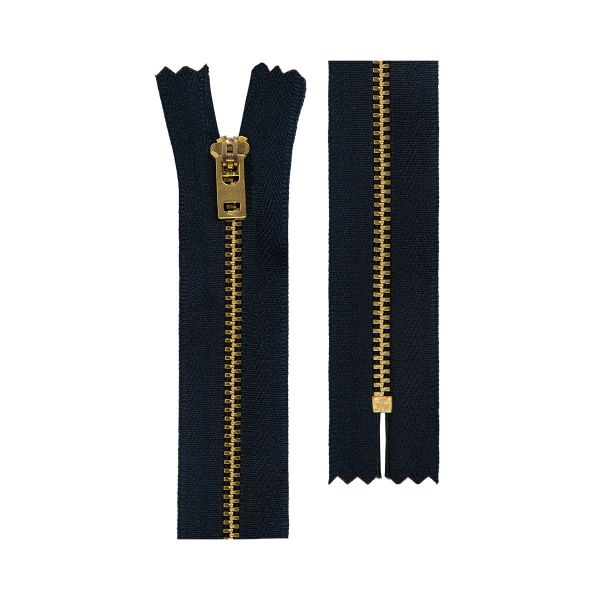 Молния металл Т4 (4 мм) 1 зам., н/раз., 18 см, латунь 3, 318 т.синий, 10 шт, Gamma