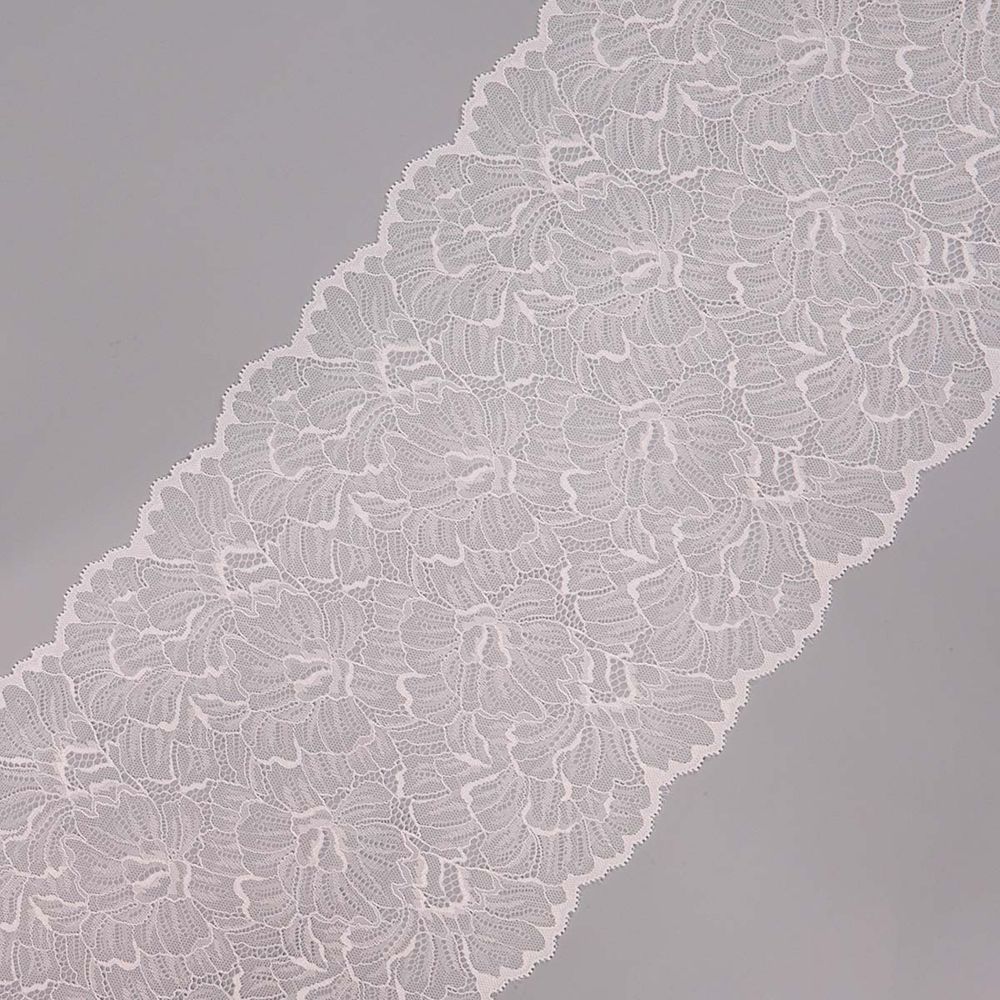 Кружево бельевое эластичное 240 мм / 13.72 м, цв. C501 белый