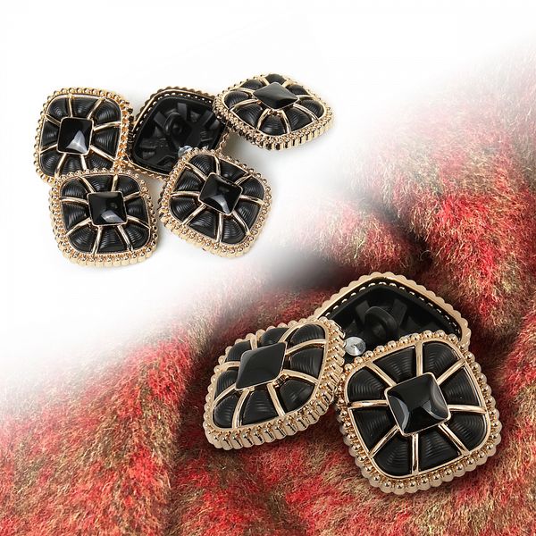 Пуговицы на ножке металлические 28L=18мм, С-MP07 цв.золото/черный, 5 шт