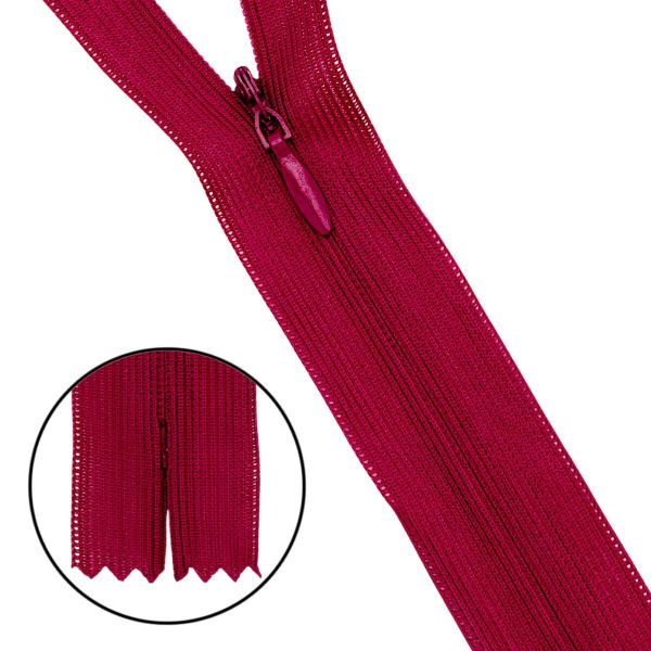 Молния потайная (скрытая) Т3 (3 мм) 1 зам., н/раз., 50 см, нейлон, F177 бордо, 10 шт