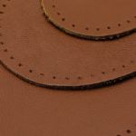 Набор заплаток пришивных из кожи, овал 4х5,5см, 6х8,2см, 8х10,9см, с перфорацией, 3 шт (02 светло-коричневый), 9404