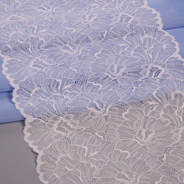 Кружево бельевое эластичное 240 мм / 13.72 м, цв. C501 белый