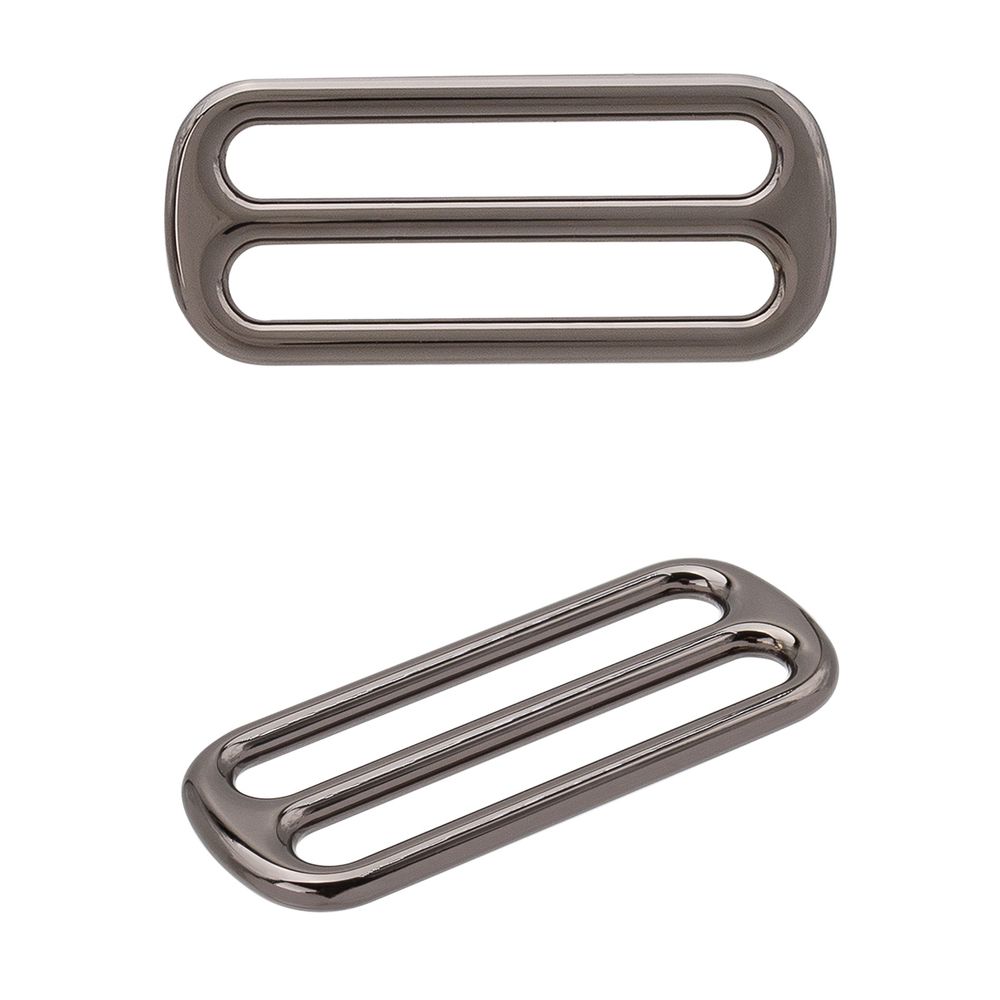 Пряжка регулировочная металл литая 38.0 мм (47х20мм), черный никель (олово), МВ2342, 6 шт