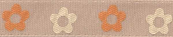 Лента атласная с рисунком 10.0 мм / 22.8±1 метра, F17/022 цветочки/бежевый, Gamma ALP-102