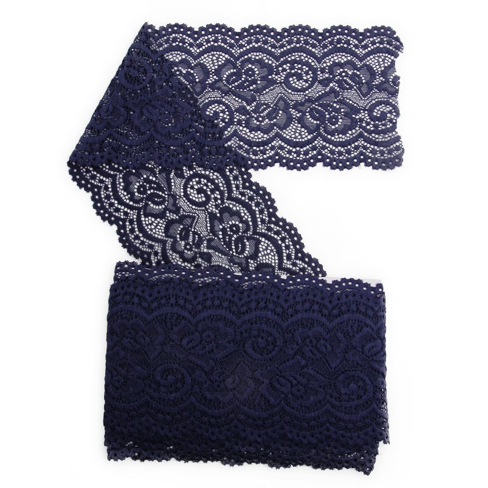 Кружево эластичное (стрейч) 100 мм / 3 метра, C147 индиго