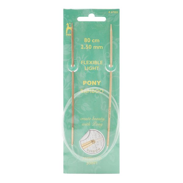 Спицы круговые Pony Bamboo ⌀2.5 мм, 80 см, бамбук, 67303