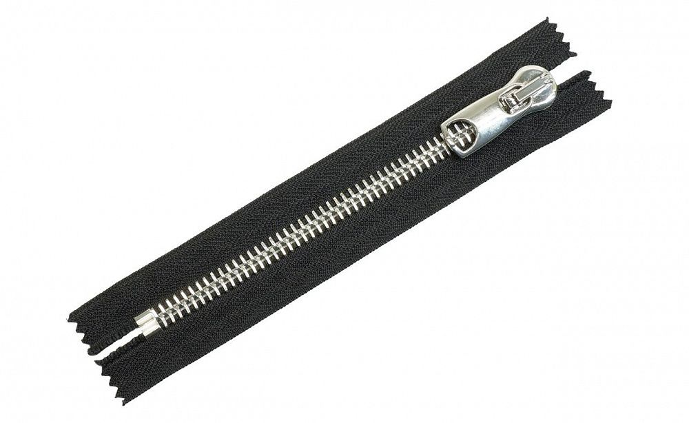 Молния металл Т12 (12 мм) 1 зам., н/раз., 18 см, никель, цв.D580 черный, MaxZipper Premium, 1 шт /TOS/