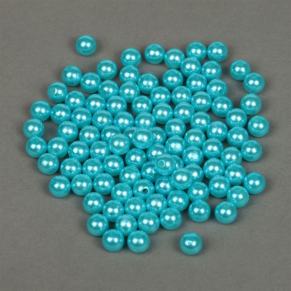 Бусины пластик (перламутр) ⌀10 мм, цв.099 яр.бирюзовый уп.50г (96 шт), Magic4Hobby
