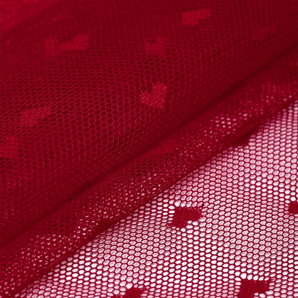 Сетка бельевая эластичная 55 г/м², шир.150 см / 1 метр, Сердечки, цв.101 темно-красный /OLG015.101.1/