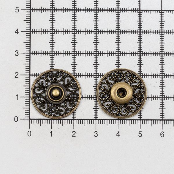 Кнопка пришивная металл ⌀23.0 мм, металл, OB, уп.10 шт