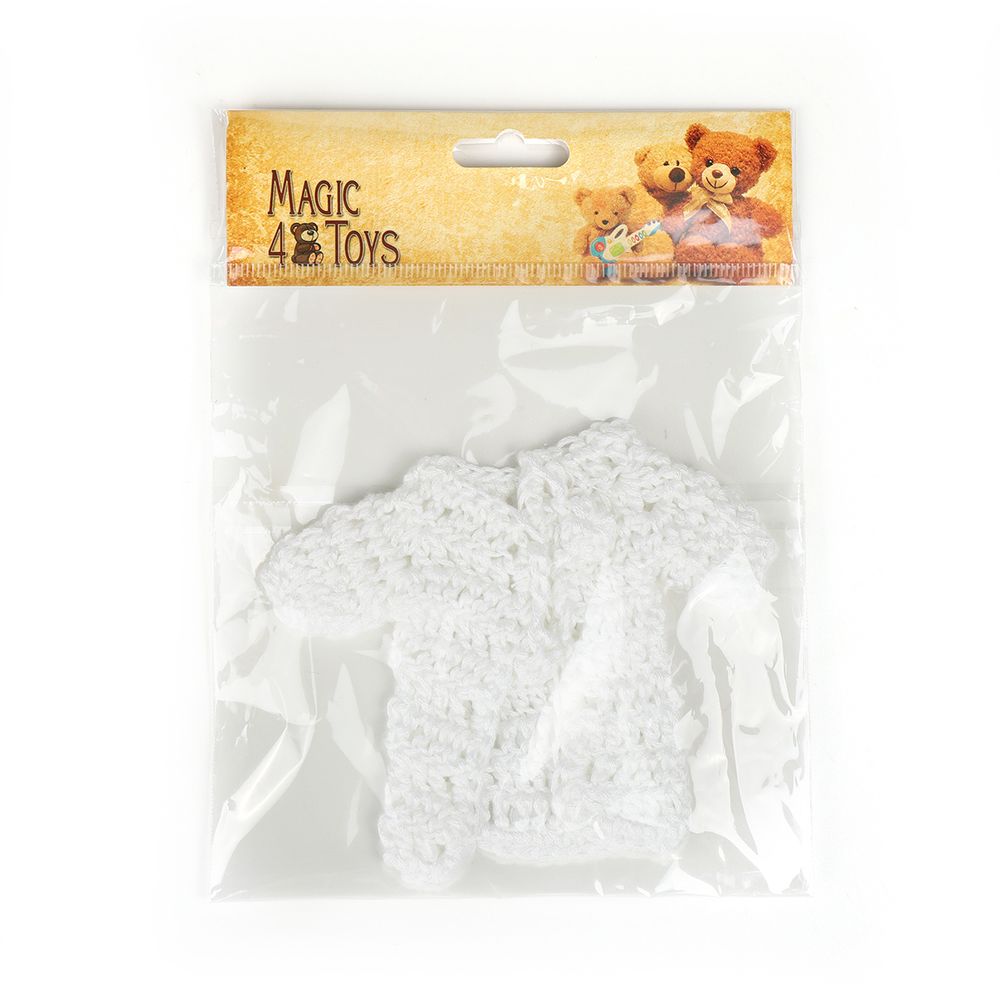 Кофта вязаная мини (ручная вязка), ширина 6см длина 8см рукав 3,5см цв.белый