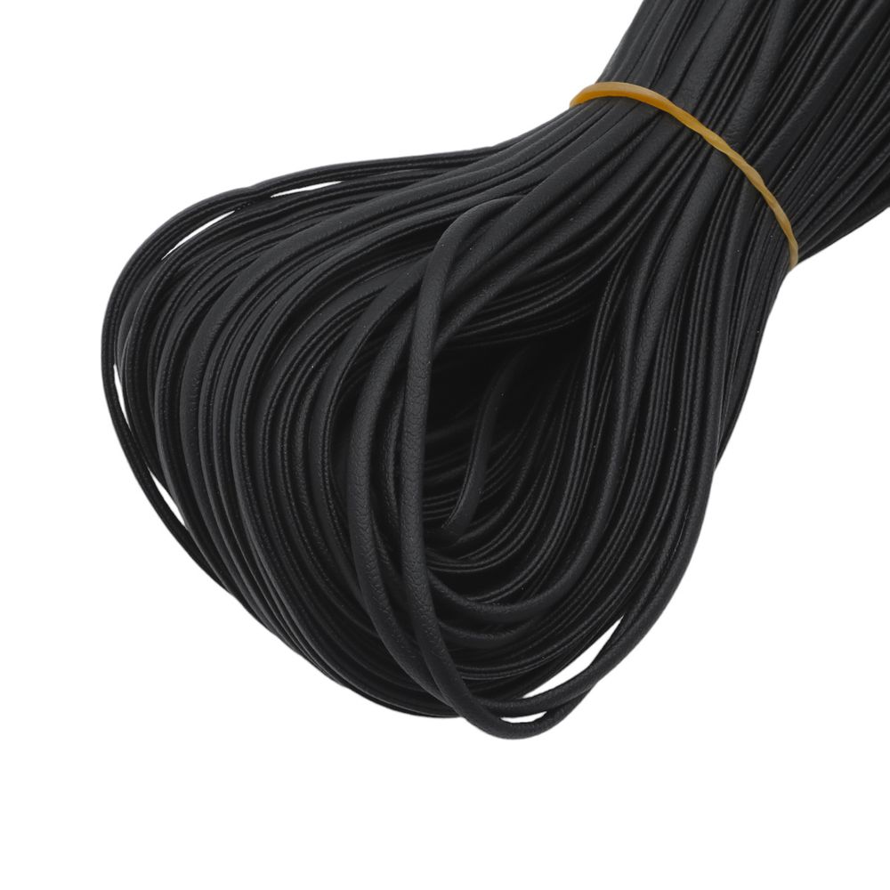 Шнур кожа искусственная ⌀2.5 мм / 100 метров, матовый, черный