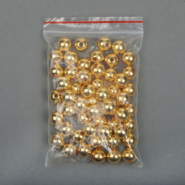 Бусины пластик ⌀12 мм, цв.золотой уп.50 г, Magic4Hobby
