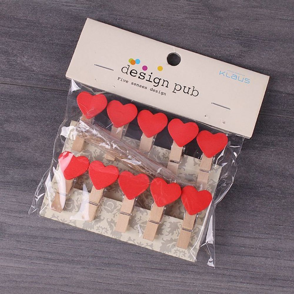 Прищепки декоративные "Сердечко" 10 шт