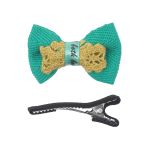 Набор бантик и заколка, мини 35мм/35мм, зеленый/черный