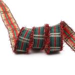 Лента (тесьма) жаккардовая 25.0 мм / 10±0.5 метров, Тартан с люрексом, 25136 SKL красный