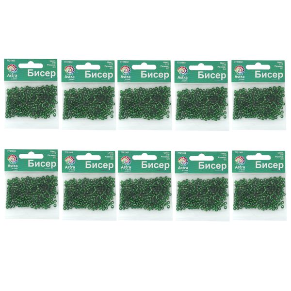 Бисер Astra&Craft 6/0 (4.1 мм), 150 г (10х15 г), цв. 27В зеленый/прозр.серебрист.центр