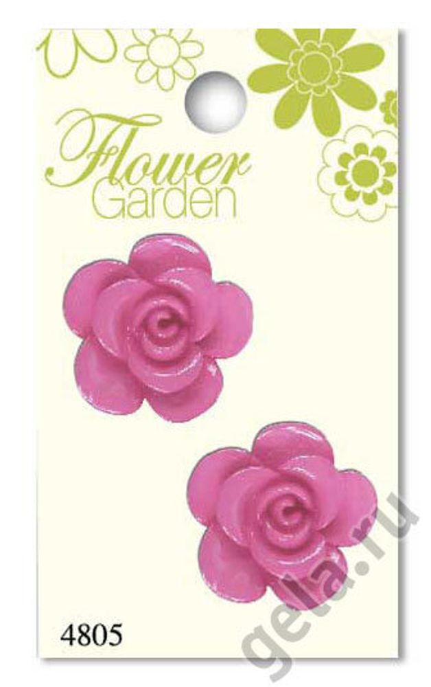 Пуговицы Flower Garden, 25 мм, 2 шт, пластик, розовый