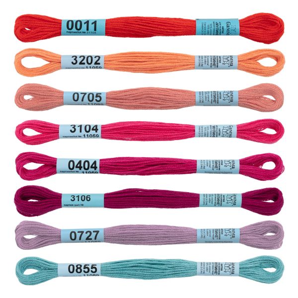 Мулине Gamma 100% хлопок, цв.flower, 8 мотков по 8 метров