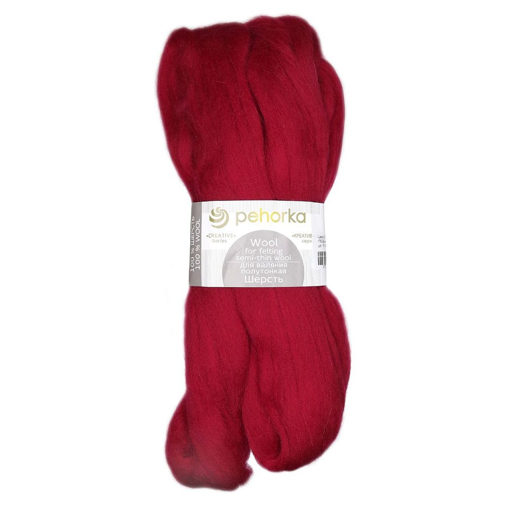 Шерсть для валяния Пехорка полутонкая шерсть (100% шерсть) 50г цв.175 винный