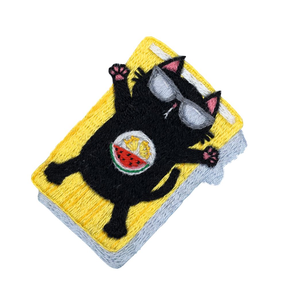 Набор для вышивания нитками Panna Живая картина JK-2341, Брошь. Котик на отдыхе, 4х5 см